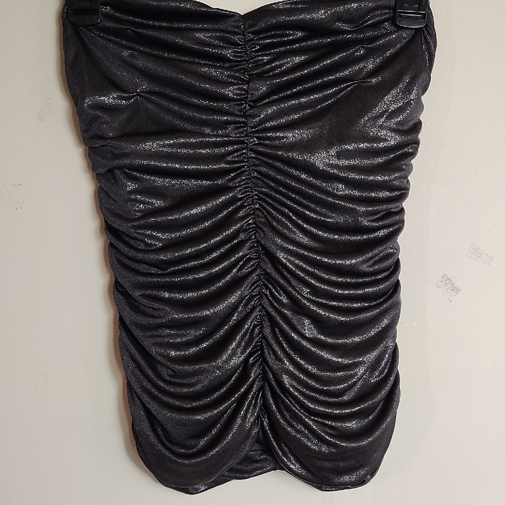 Express Black Bubble Mini Skirt Ruched Cocktail